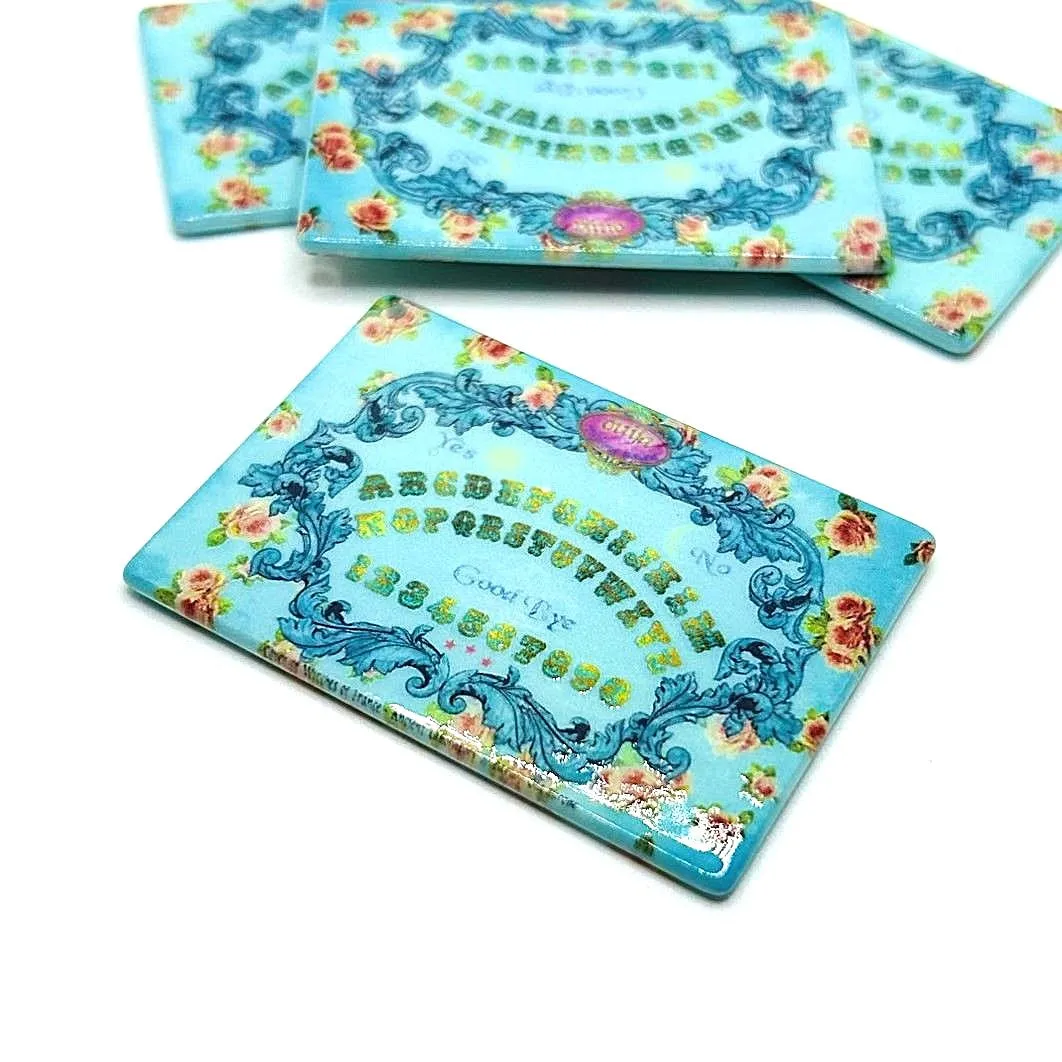 1 or 4 Pieces: Blue Flowered Ouija Board Pendant Charms - Double Sided