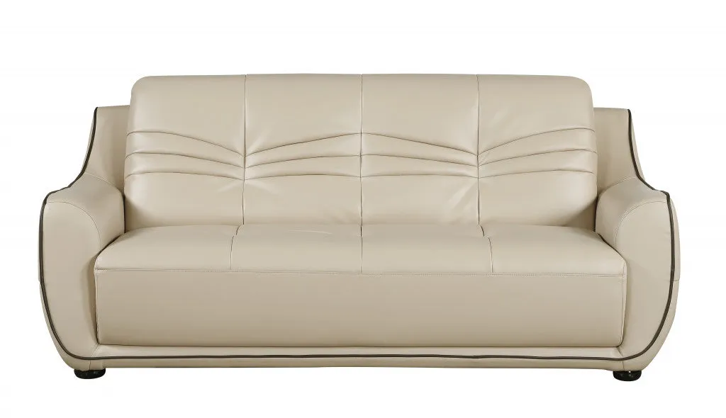 108" Elegant Beige Leather Sofa Set By Homeroots