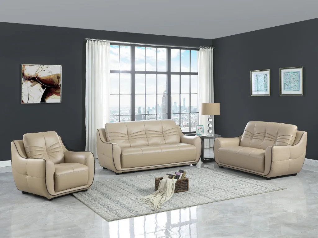 108" Elegant Beige Leather Sofa Set By Homeroots