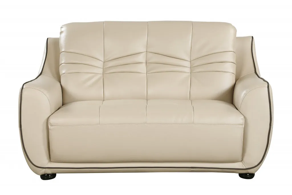 108" Elegant Beige Leather Sofa Set By Homeroots