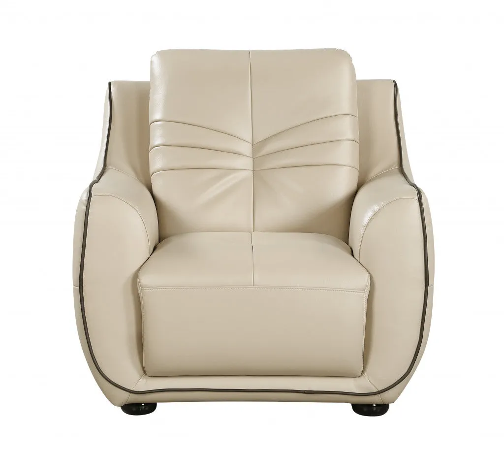 108" Elegant Beige Leather Sofa Set By Homeroots