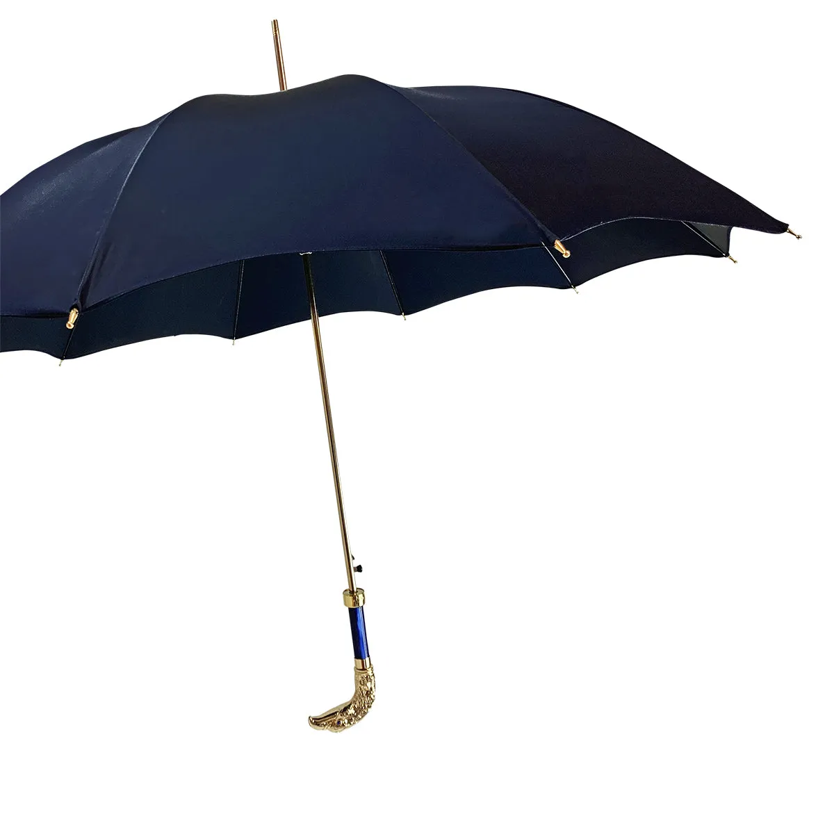 24K eagle handle  - elegant blue umbrella