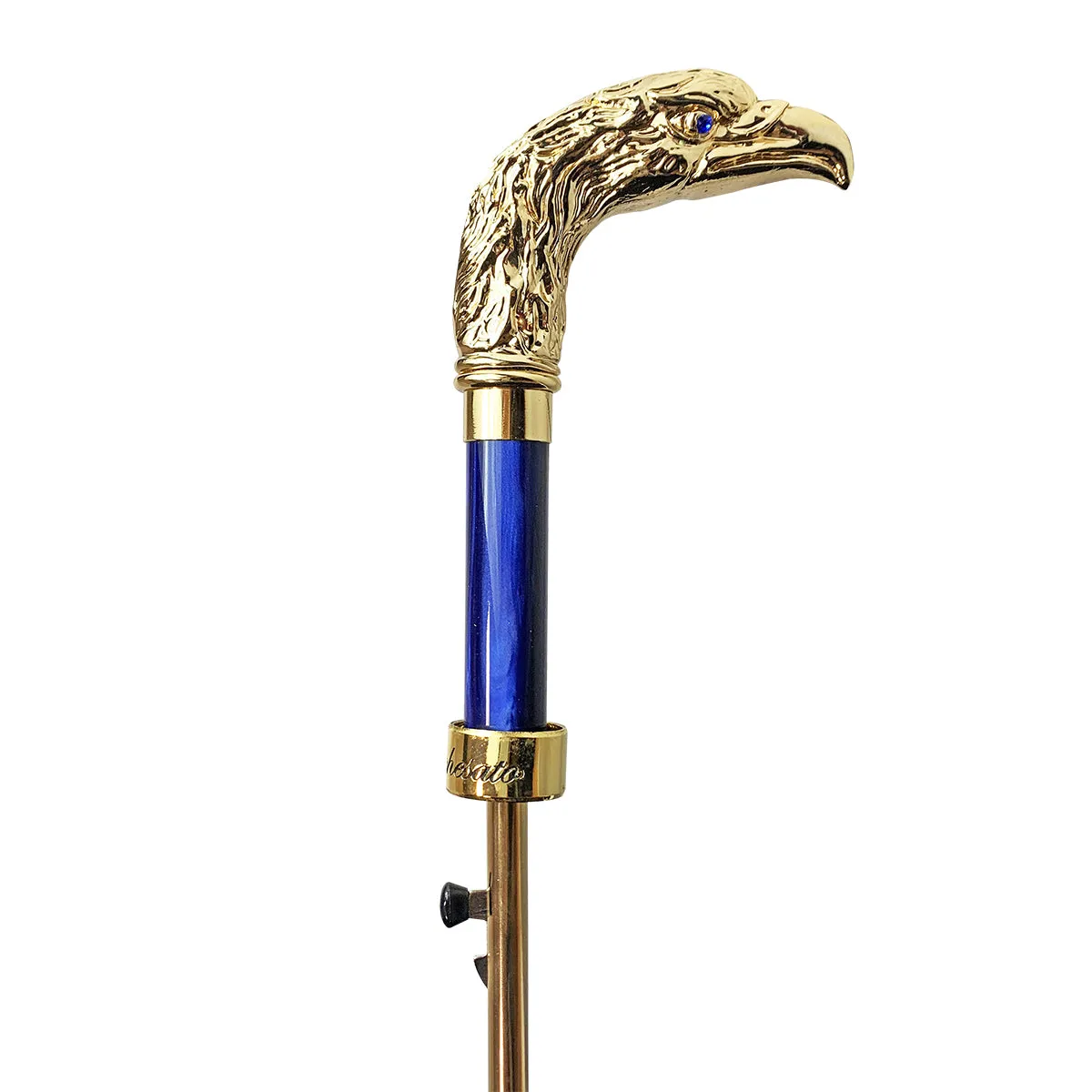 24K eagle handle  - elegant blue umbrella