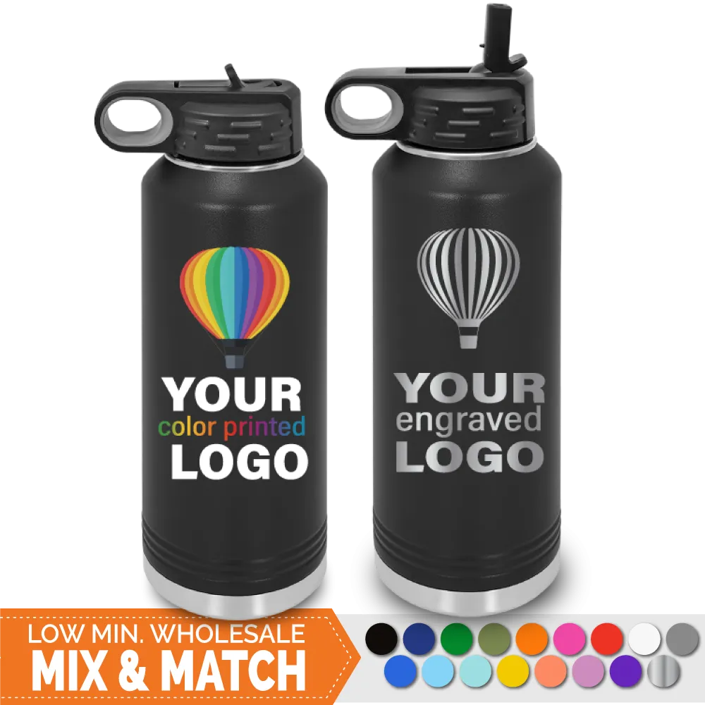 40 oz Insulated Sport Water Bottle -Mix & Match- Bulk Wholesale Personalized Engraved or Full Color Print Logo