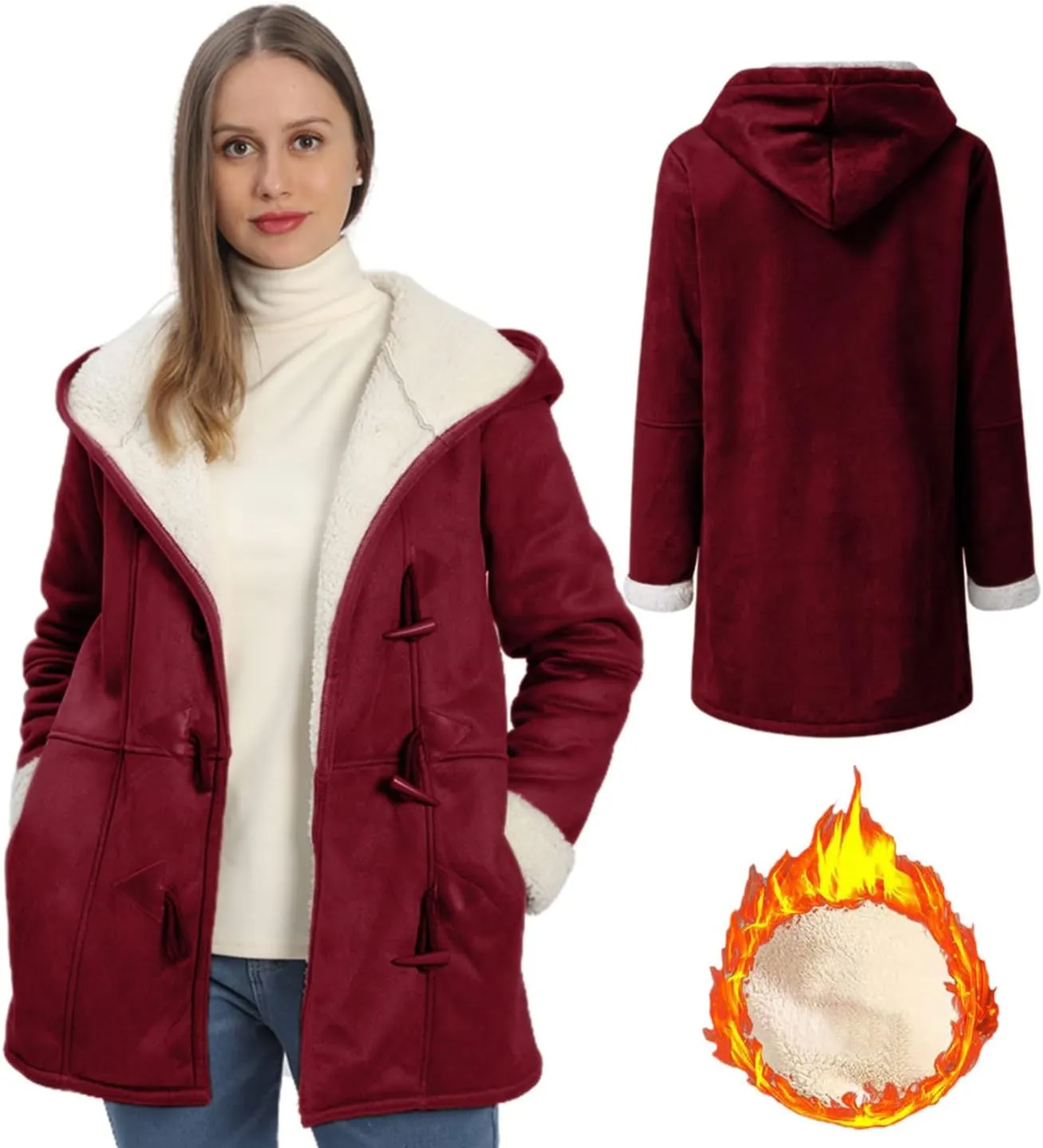 AI'MOURI Sherpa Fleece Outerwear Overcoat Women