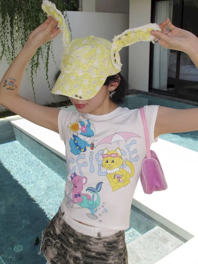 Animal Pool Party Printed T-Shirt【s0000009605】
