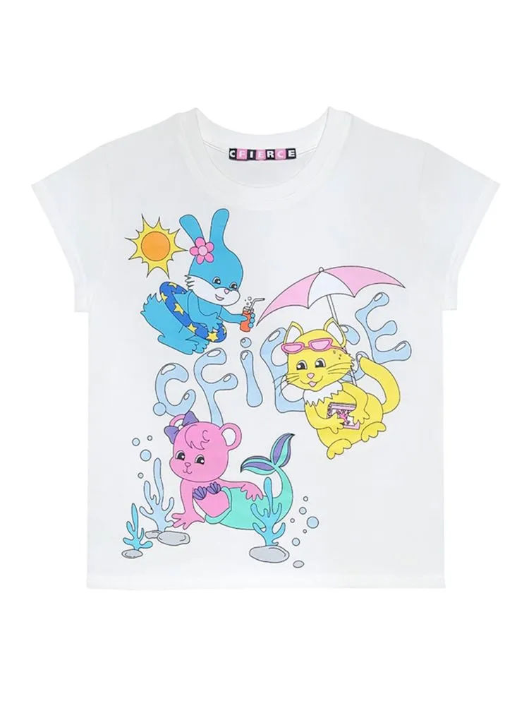 Animal Pool Party Printed T-Shirt【s0000009605】