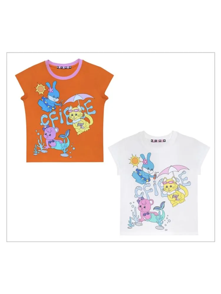 Animal Pool Party Printed T-Shirt【s0000009605】
