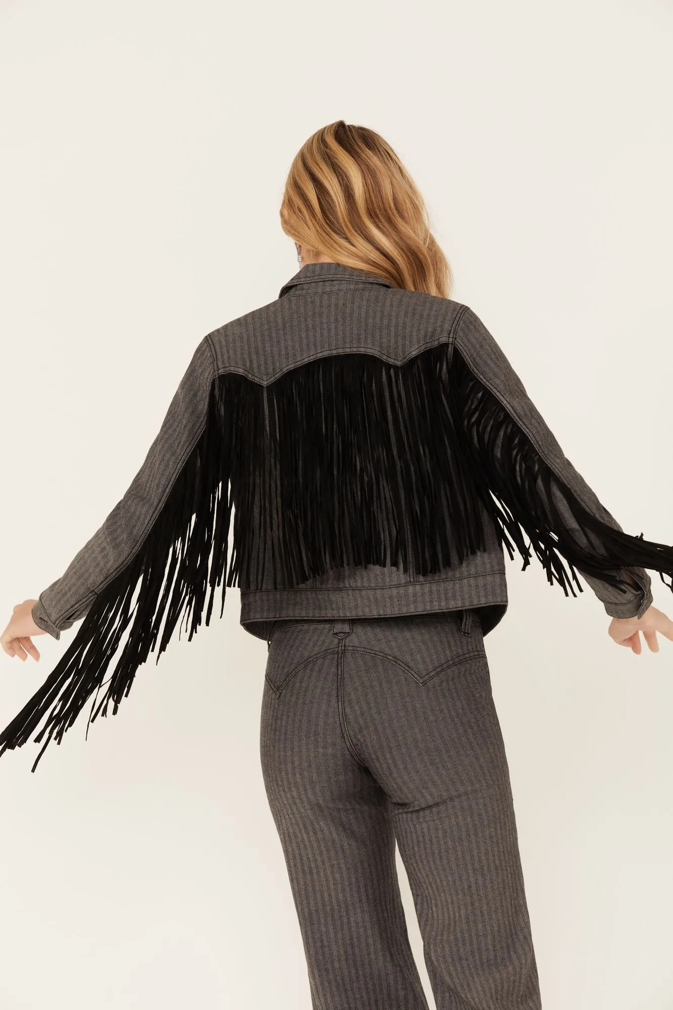 Annex Herringbone Fringe Jacket