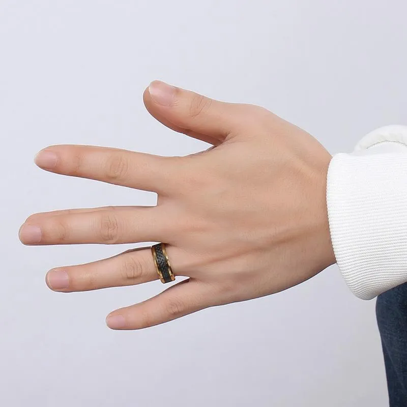 Atlantic Gold Tungsten Carbide &amp Black Carbon Fiber Ring