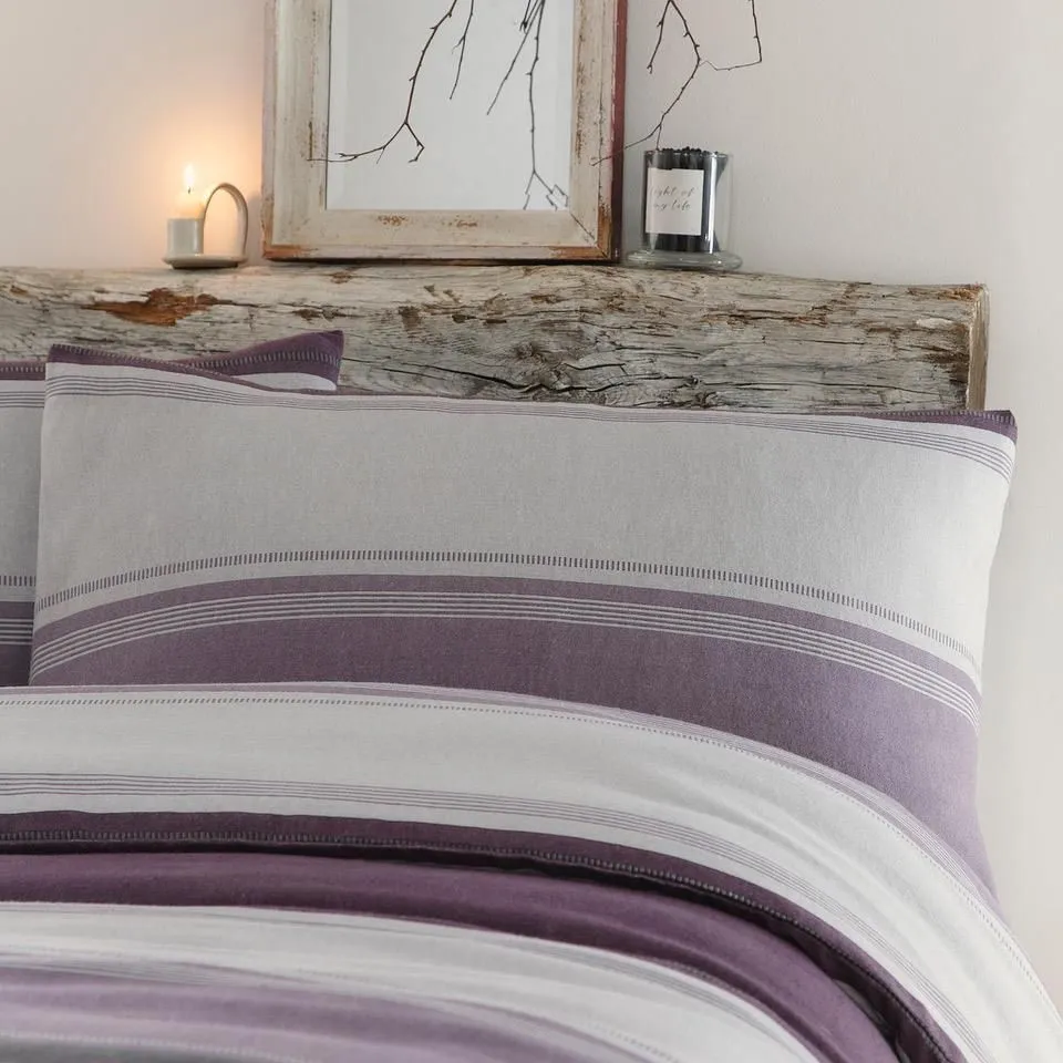Betley 100% Brushed Cotton Duvet Cover Set - Plum