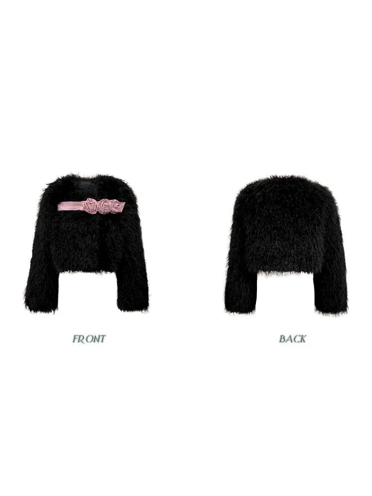 Black Short Faux Fur Coat【s0000005139】