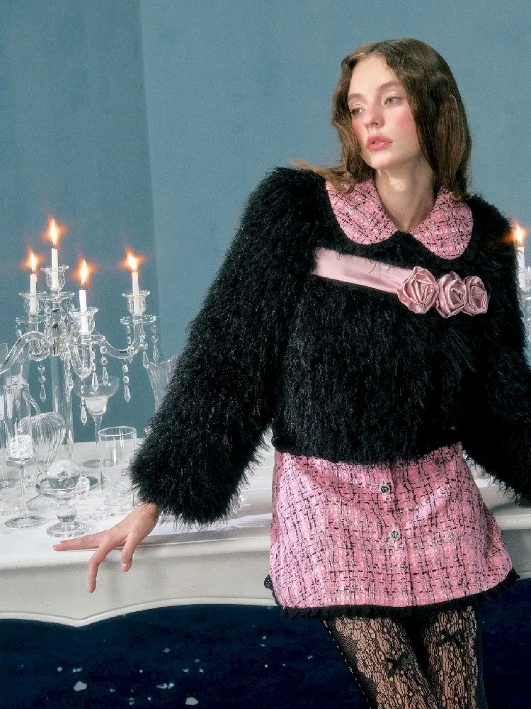 Black Short Faux Fur Coat【s0000005139】