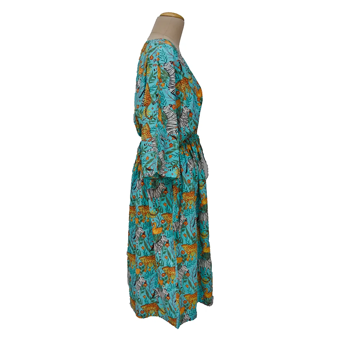 Blue Safari Cotton Maxi Dress UK Size 18-32 M50