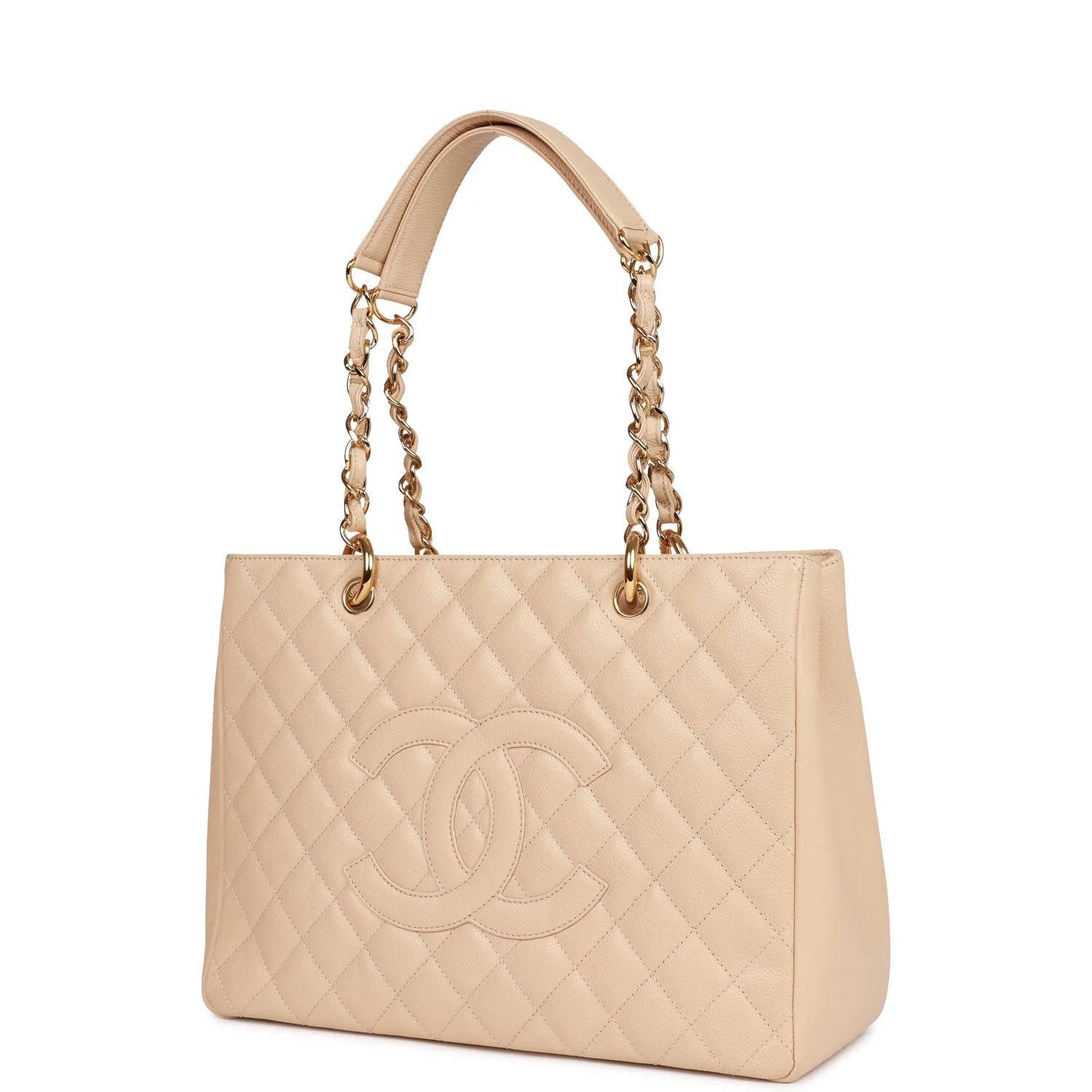 Chanel Grand Shopping Tote (GST) Bag Beige Caviar Gold Hardware