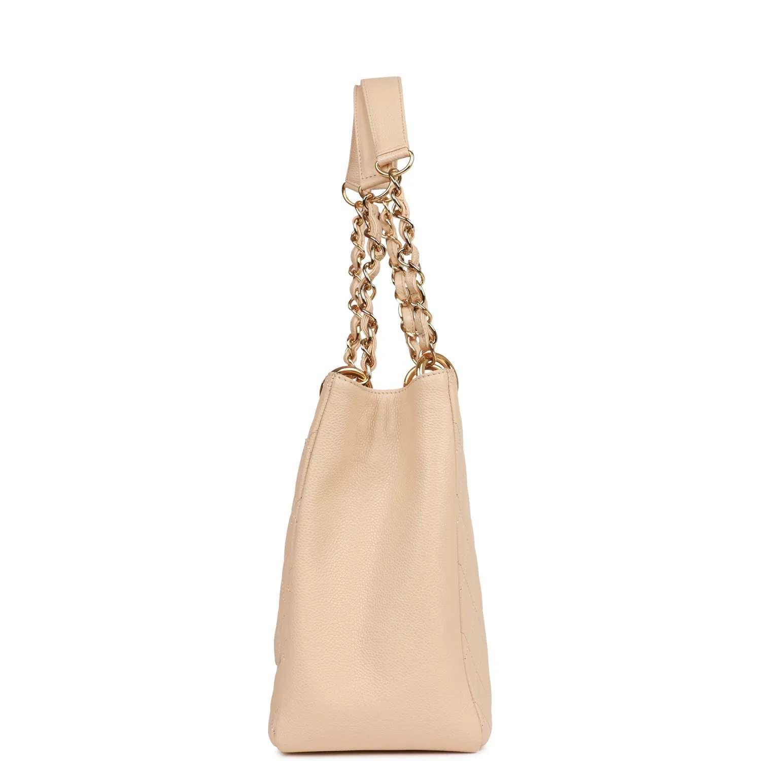 Chanel Grand Shopping Tote (GST) Bag Beige Caviar Gold Hardware