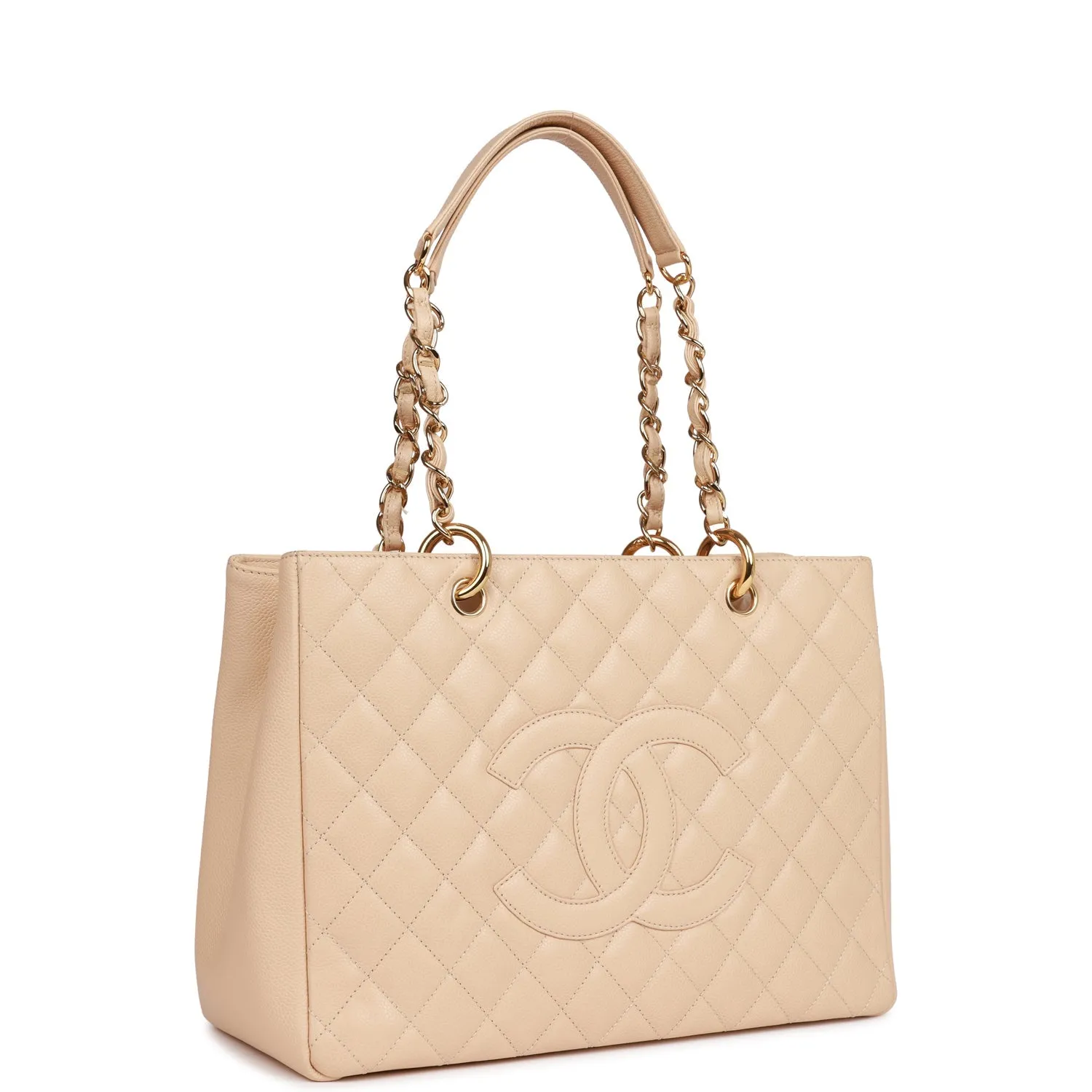 Chanel Grand Shopping Tote (GST) Bag Beige Caviar Gold Hardware