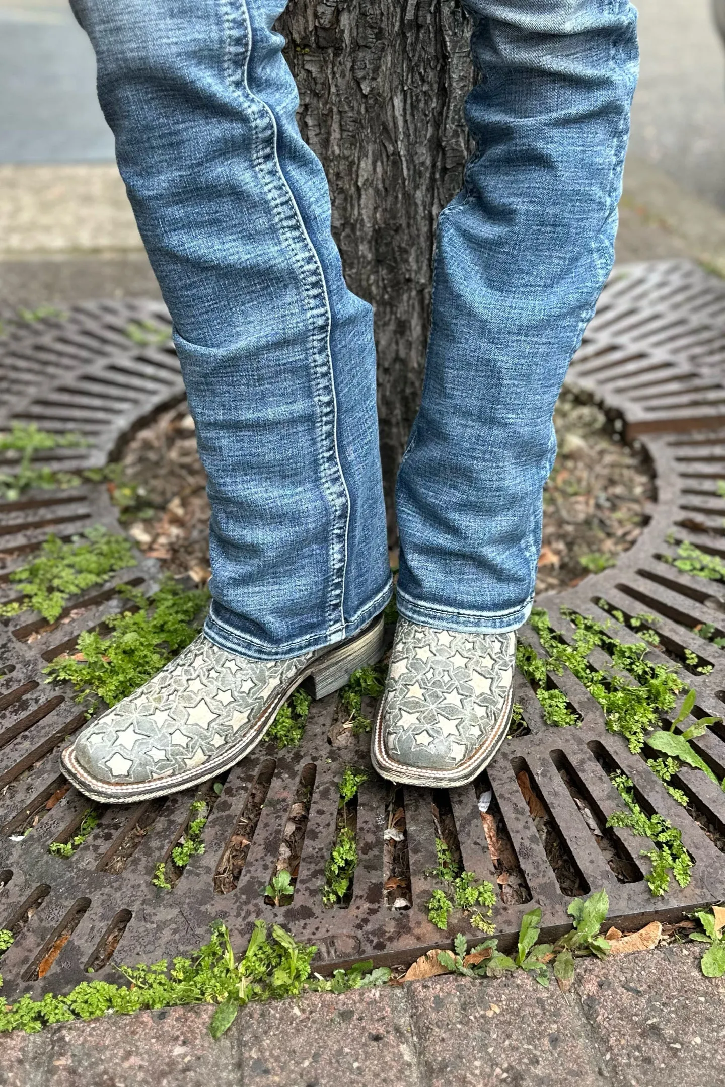 Corral West Blue Jean Stripes & Stars Glow in the Dark