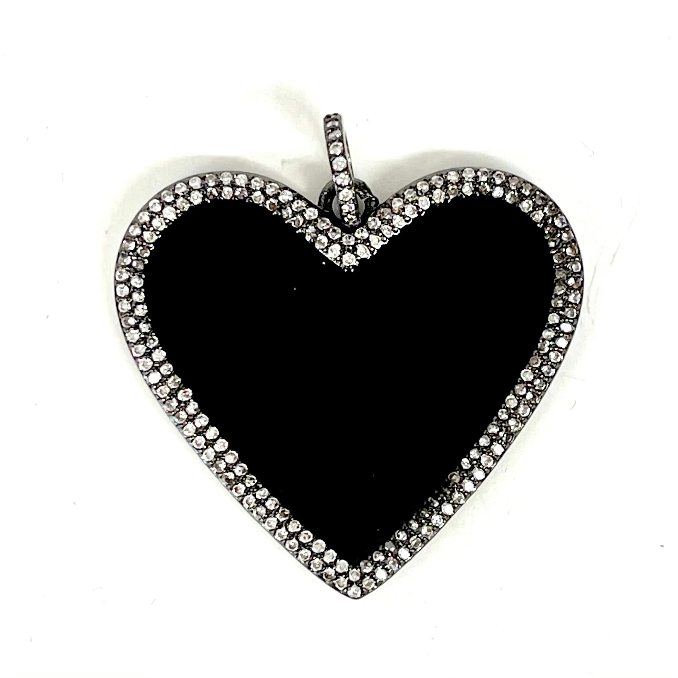 CZ Heart Charm w/ Enamel Center