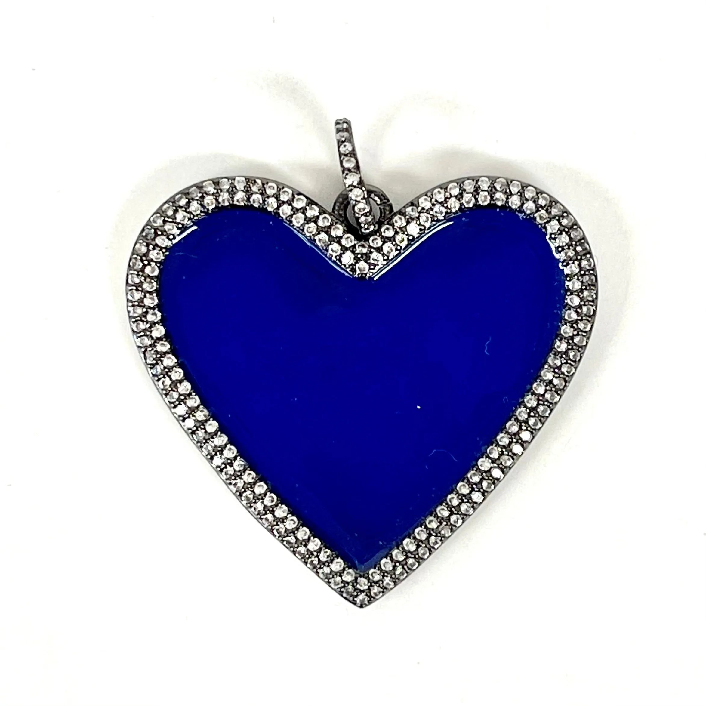 CZ Heart Charm w/ Enamel Center