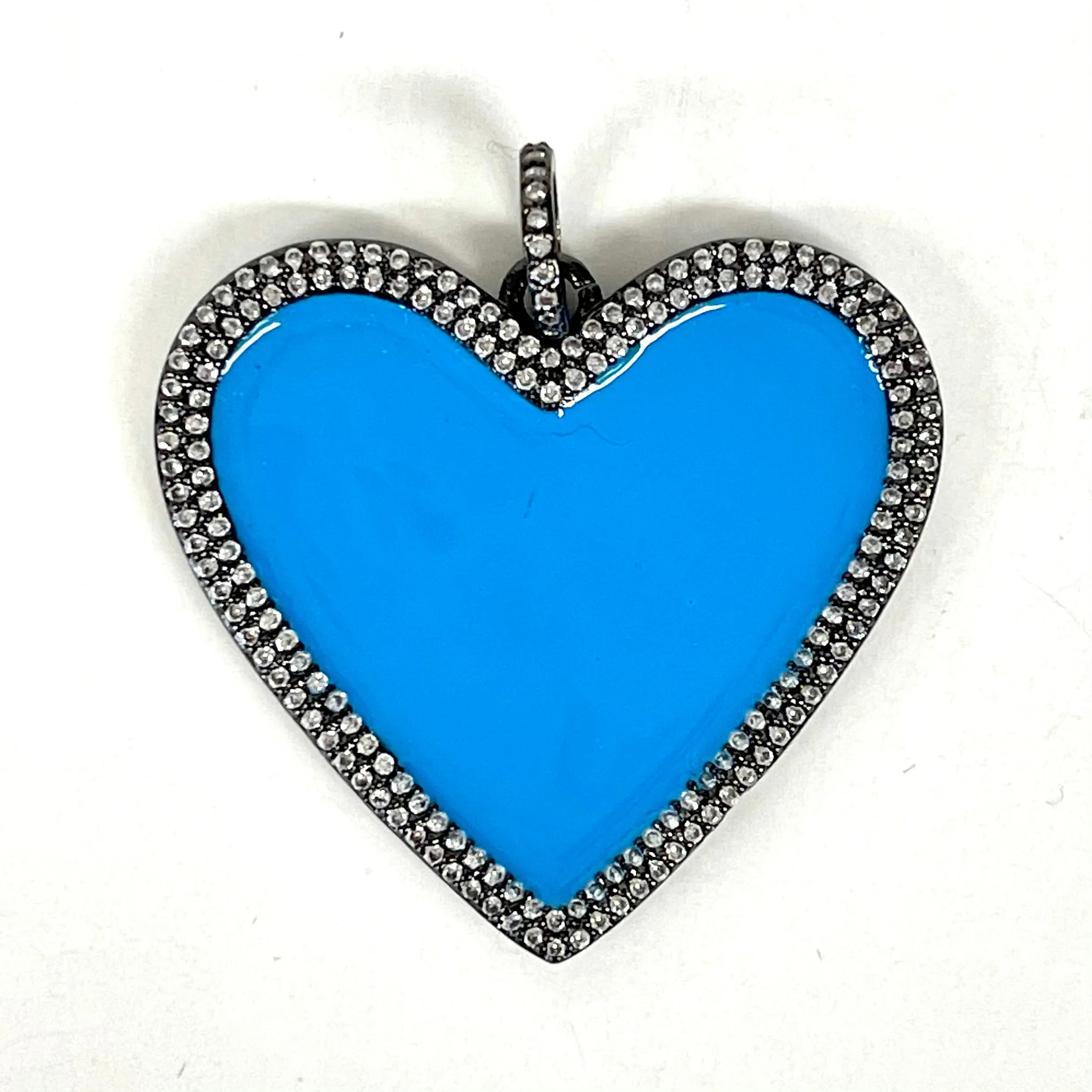 CZ Heart Charm w/ Enamel Center