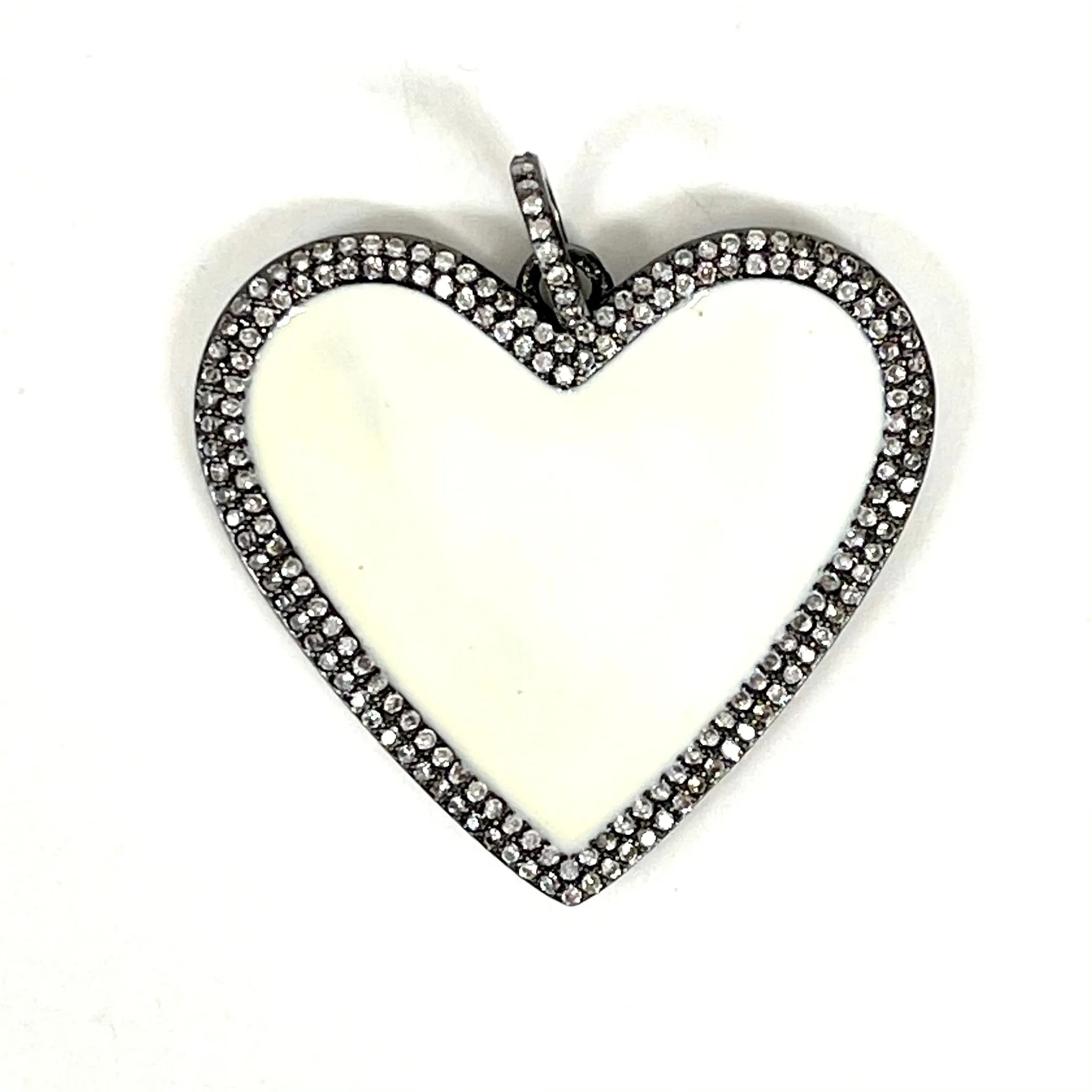 CZ Heart Charm w/ Enamel Center