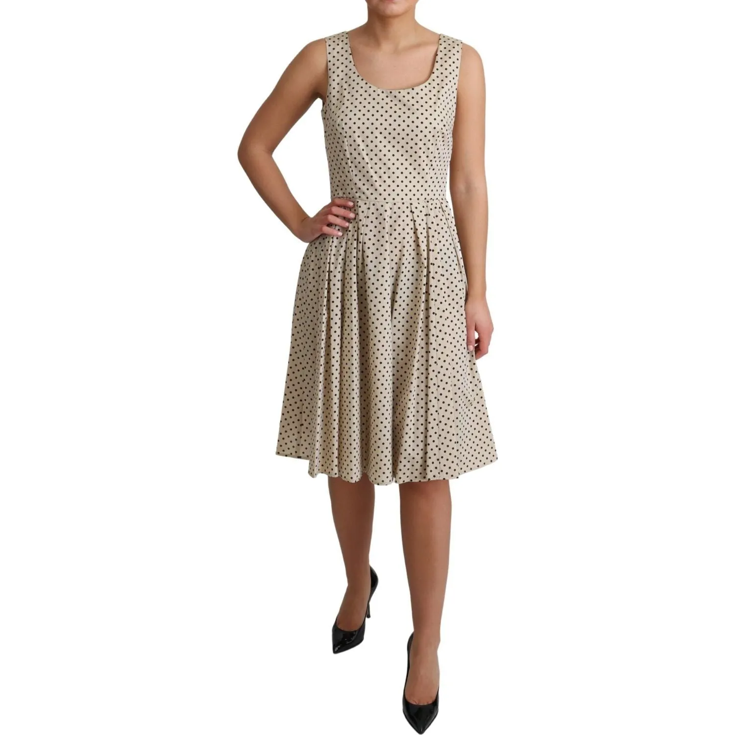 Dolce & Gabbana Elegant Polka Dot Sleeveless A-Line Dress