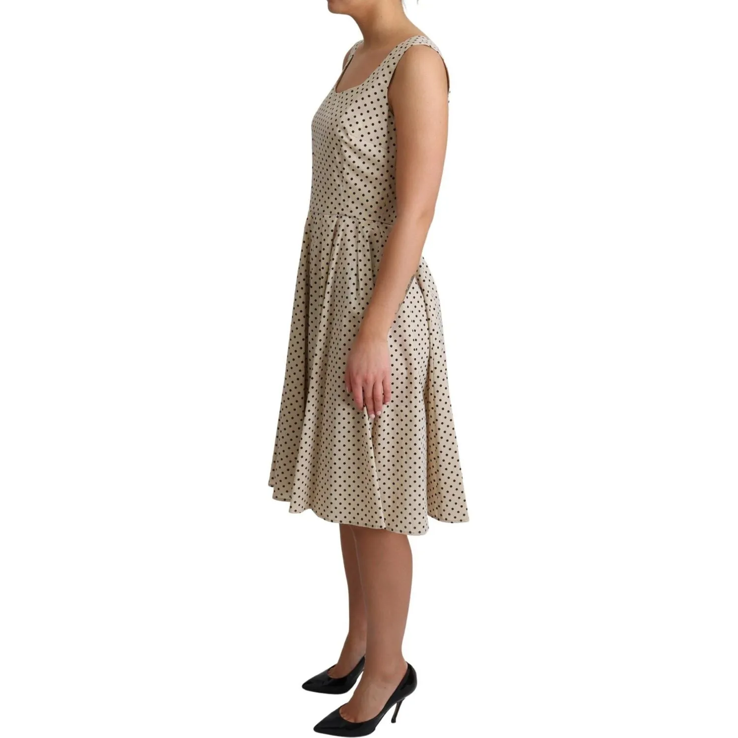 Dolce & Gabbana Elegant Polka Dot Sleeveless A-Line Dress