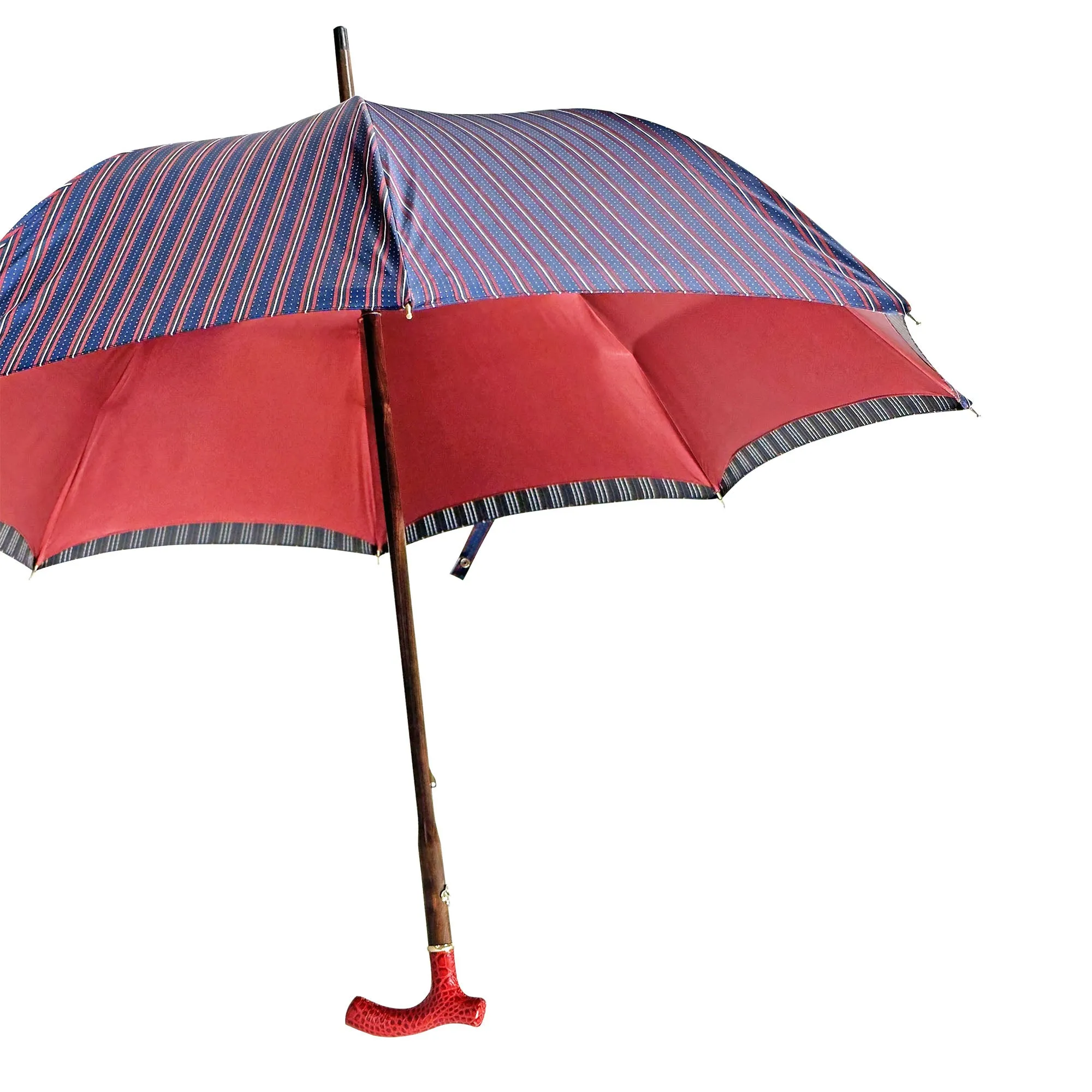Elegant burgundy umbrella - handmade red leather handle