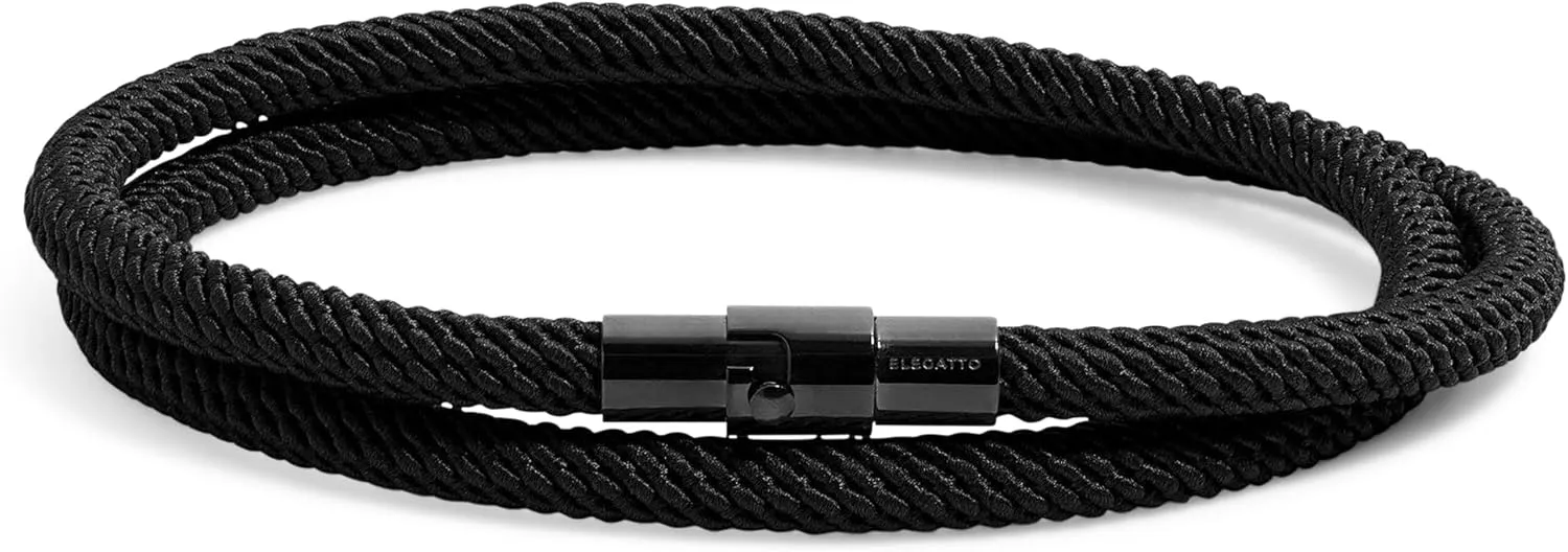 Elegatto Alchor Loop Premium Rope Bracelet for Men | Nylon Marine Cord with Black Stainless Steel Clasp | Waterproof and Fade-Resistant | Mens Designer Bracelets