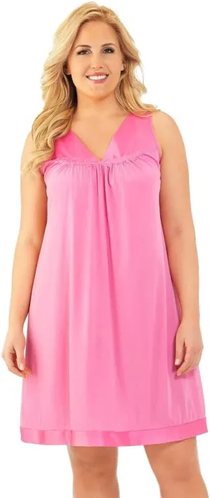 Exquisite Form 30107 Women's Nylon Tricot Sleeveless Short Knee Length Nightgown