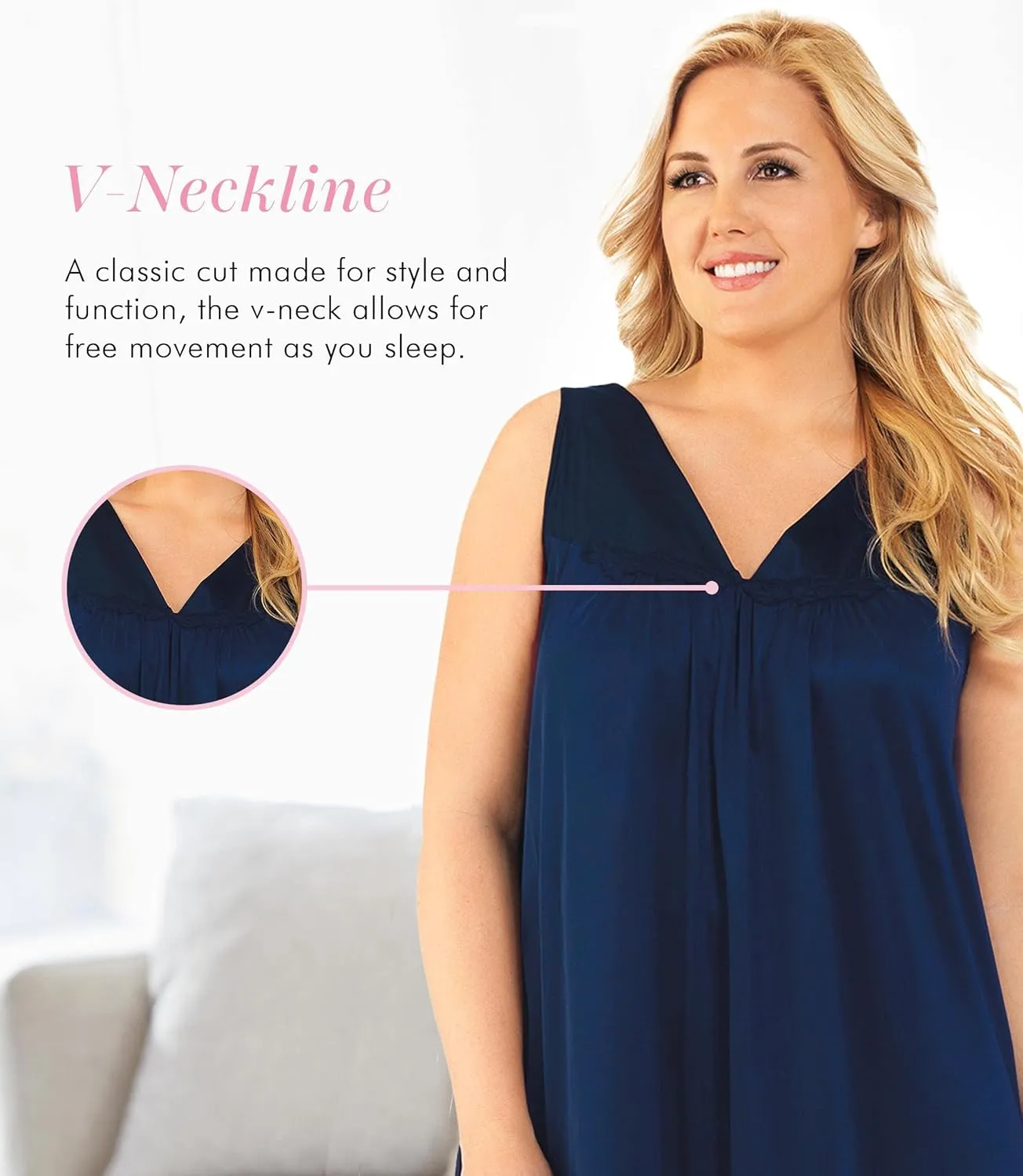 Exquisite Form 30107 Women's Nylon Tricot Sleeveless Short Knee Length Nightgown