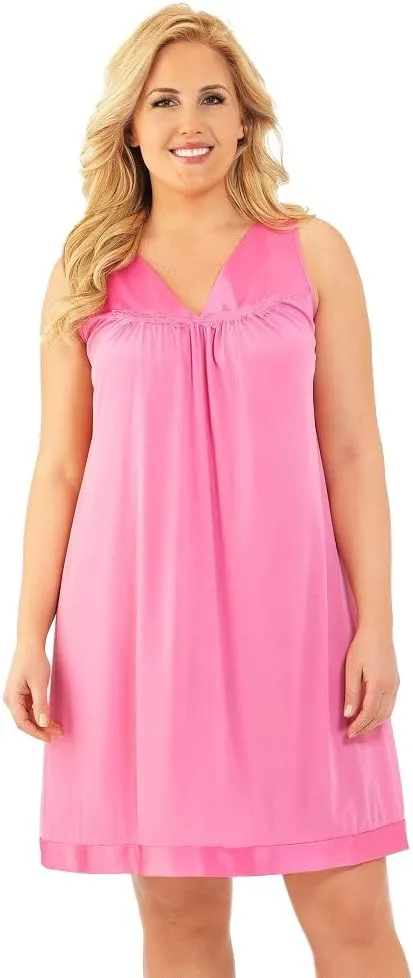 Exquisite Form 30107 Women's Nylon Tricot Sleeveless Short Knee Length Nightgown