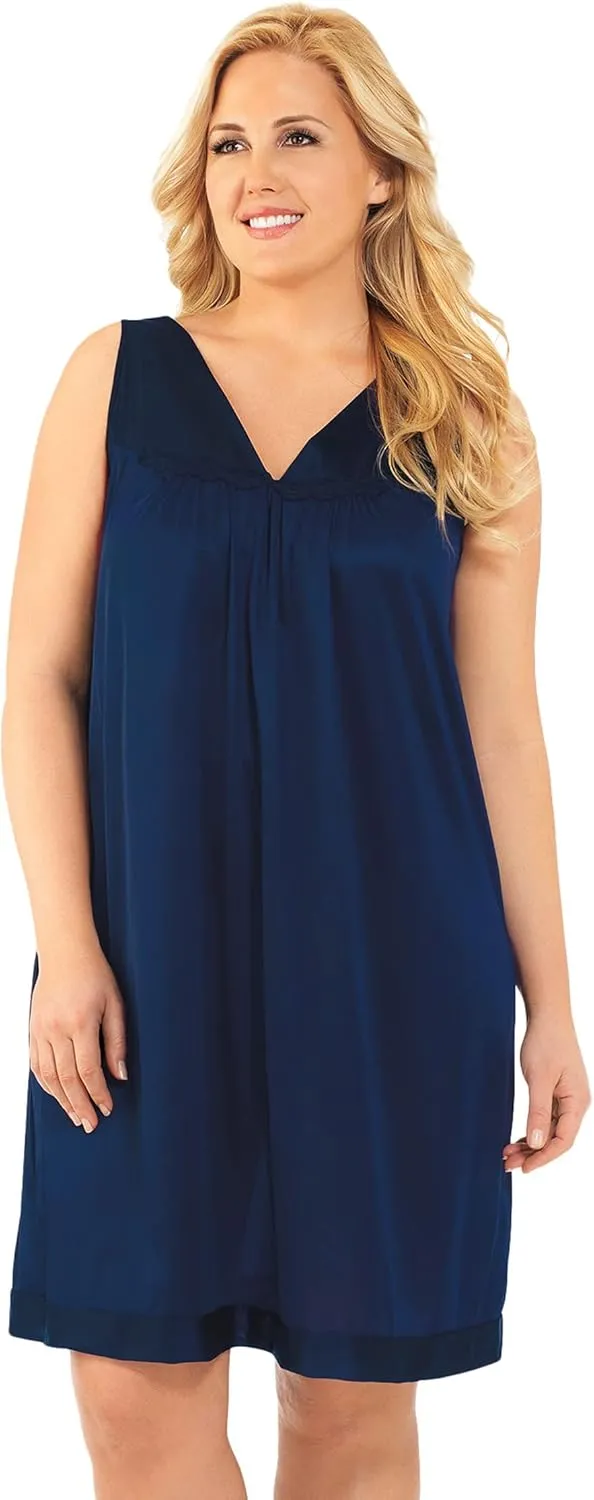 Exquisite Form 30107 Women's Nylon Tricot Sleeveless Short Knee Length Nightgown