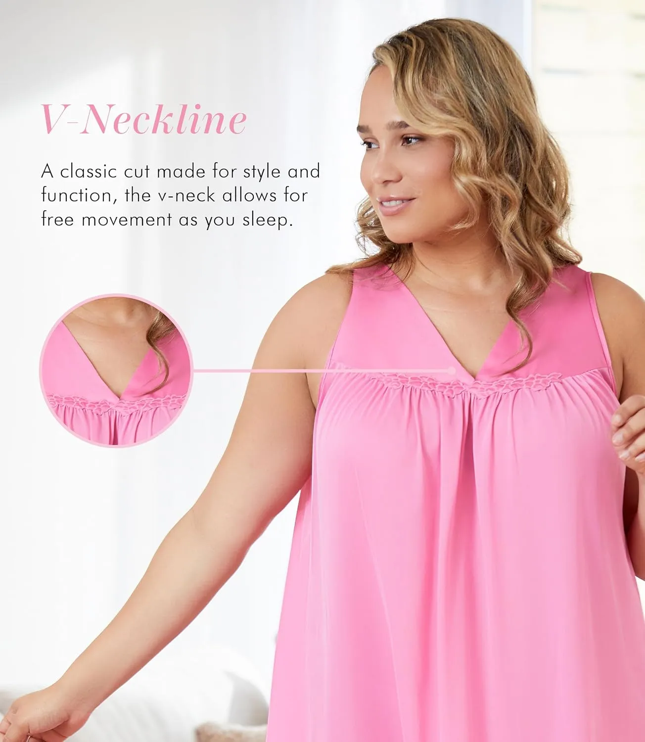 Exquisite Form 30107 Women's Nylon Tricot Sleeveless Short Knee Length Nightgown