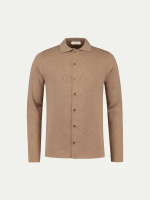 Extrafine Merino Knitted Shirt Beige