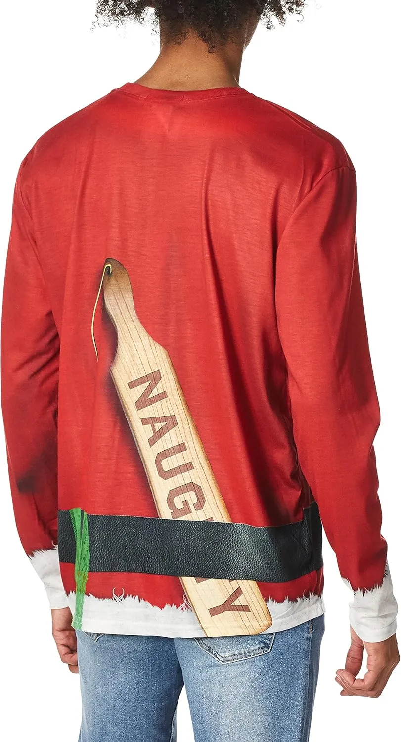 Faux Real Men's 3D Photo-Realistic Ugly Christmas Sweater Long Sleeve T-Shirt