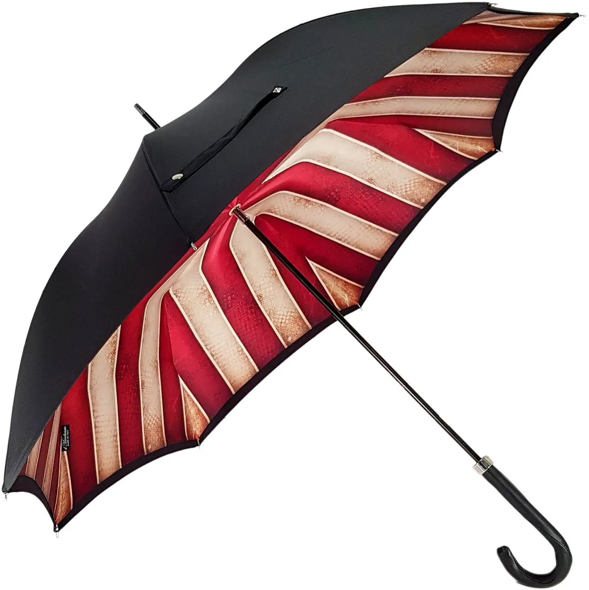 Handmade Men's Umbrella - Striped Red And Cream - Shaded Colors