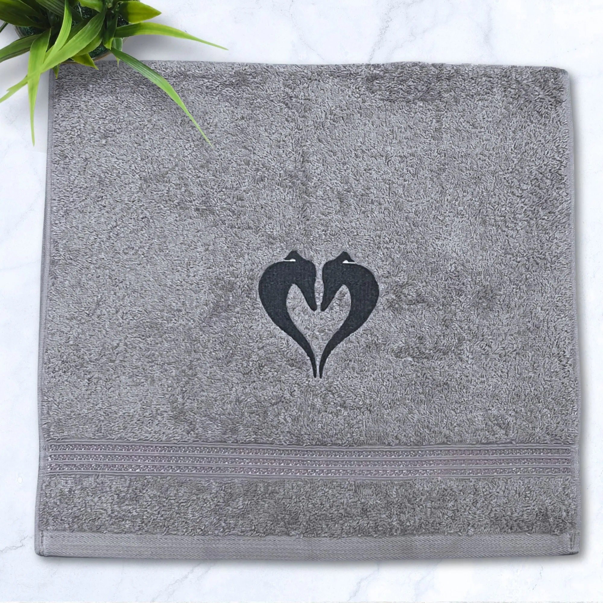 Heart Hounds Italian Greyhound Galgo Whippet Silver Hand Towel