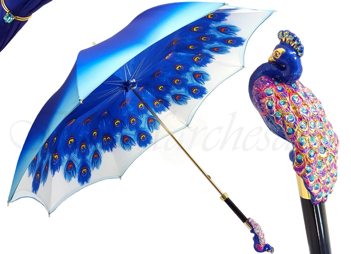 il Marchesato Blue Peacock Umbrella