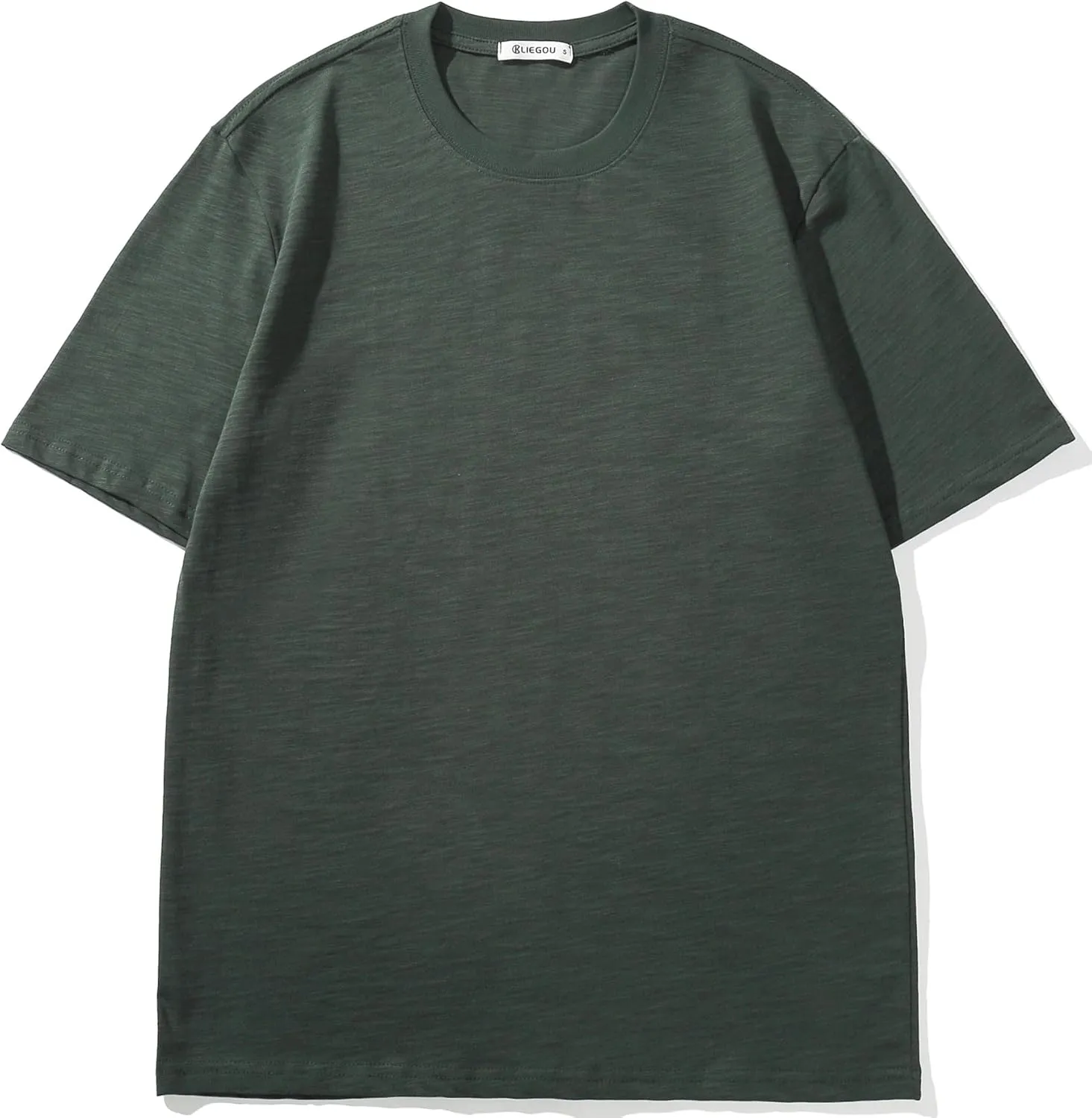 KLIEGOU Men's 100 Cotton Loose Fit Thick T-Shirt Heavy Weight Crewneck Tees for Men