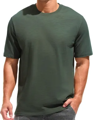 KLIEGOU Men's 100 Cotton Loose Fit Thick T-Shirt Heavy Weight Crewneck Tees for Men