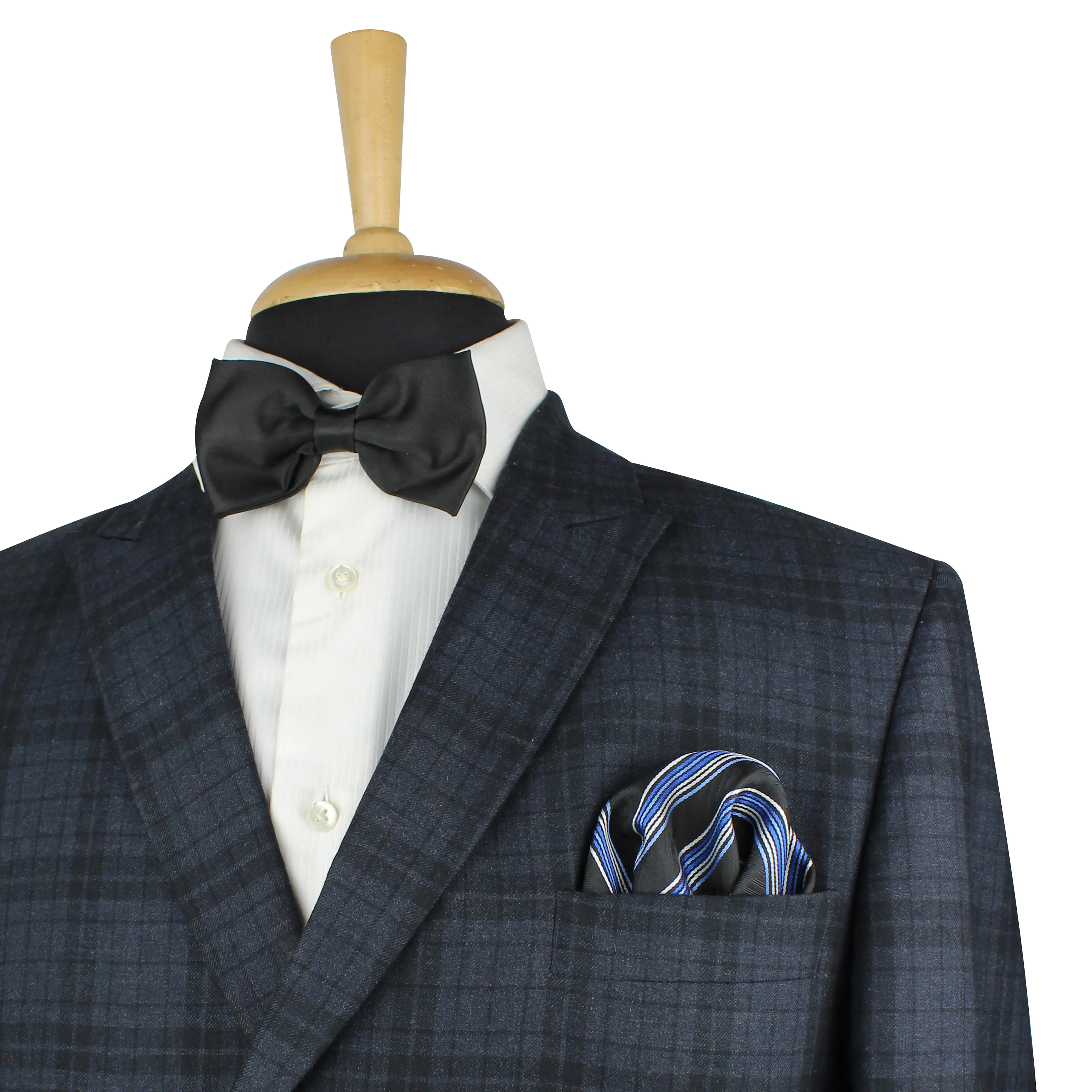 Kovove Pleasing Black Striped Necktie and Pocket Square Gift Box