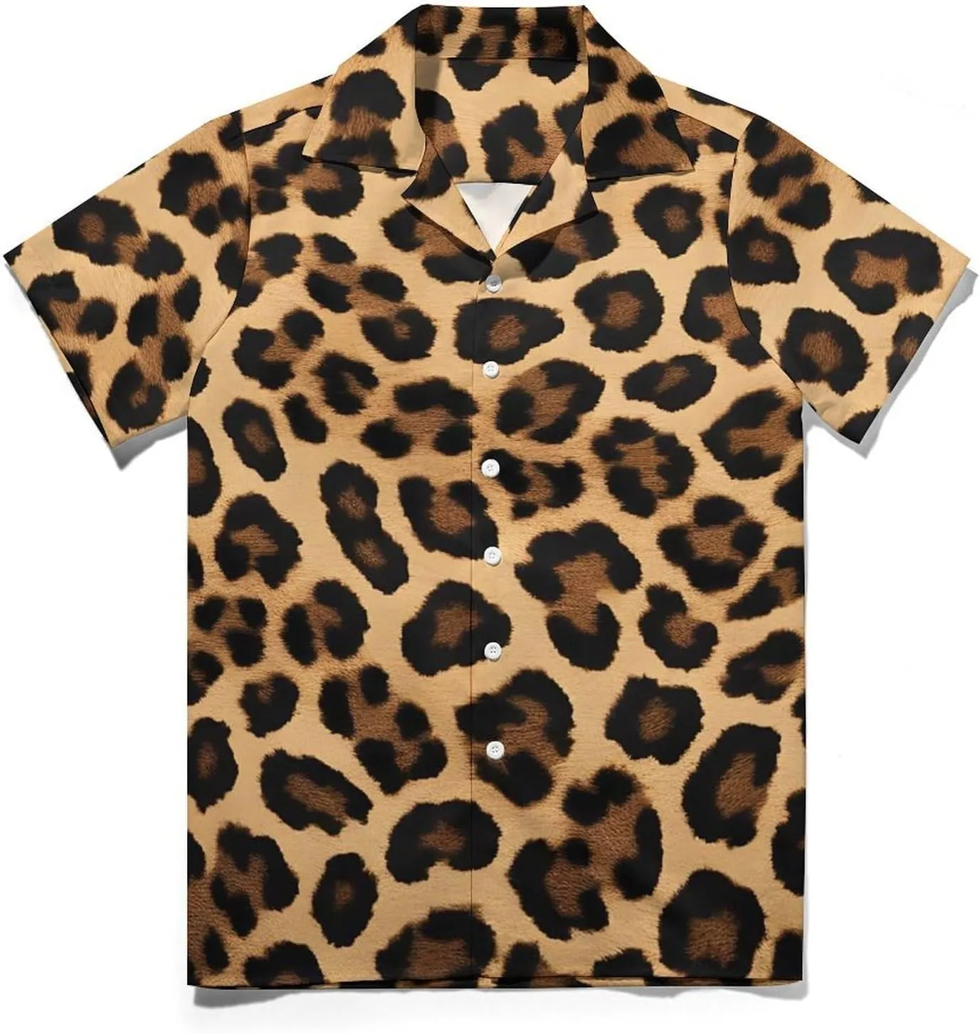 Leopard Print Print Cuban Collar Shirt Classic Design for Comfort and Style