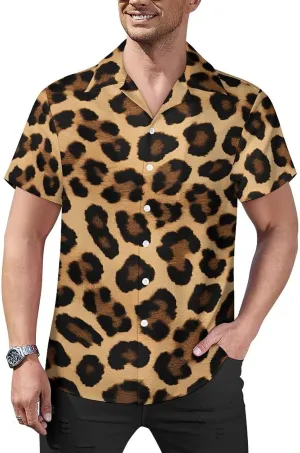 Leopard Print Print Cuban Collar Shirt Classic Design for Comfort and Style
