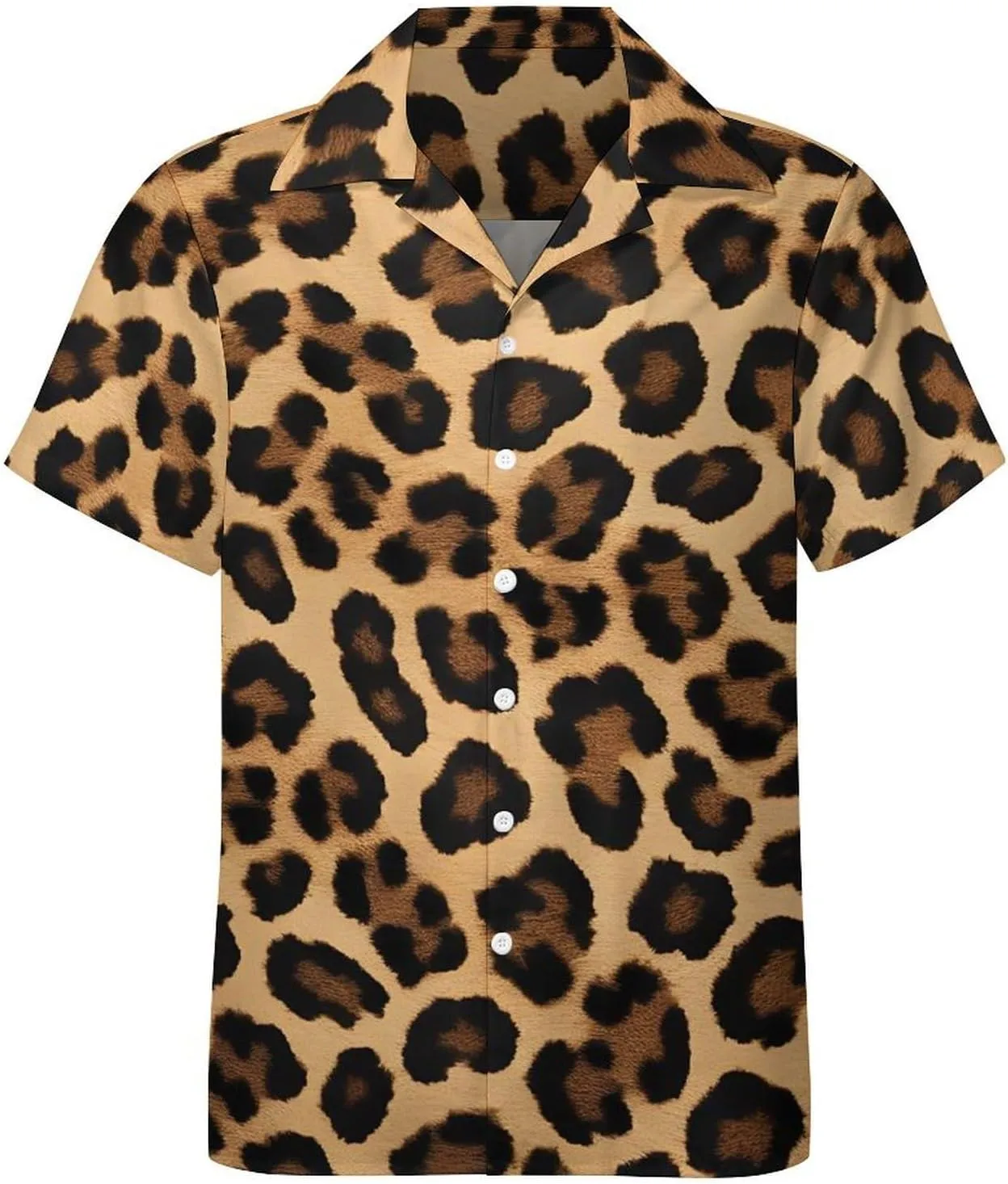 Leopard Print Print Cuban Collar Shirt Classic Design for Comfort and Style