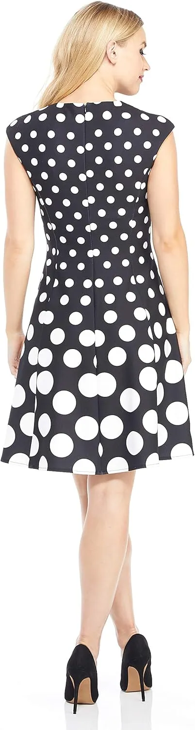 London Times Women's Cap Sleeve Fit and Flare-Elegant Summer Cocktail Graduation Garden Party Wedding Guest Dress