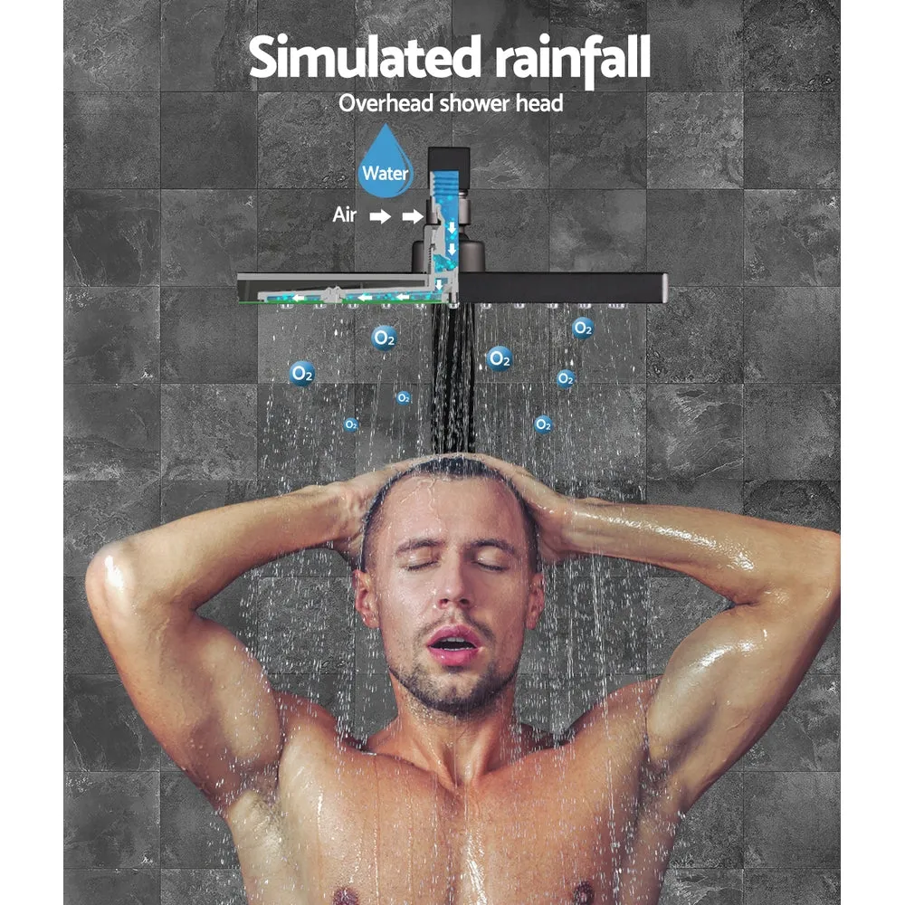 Matte Black 8" Rain Shower Head & Taps Set - Cefito