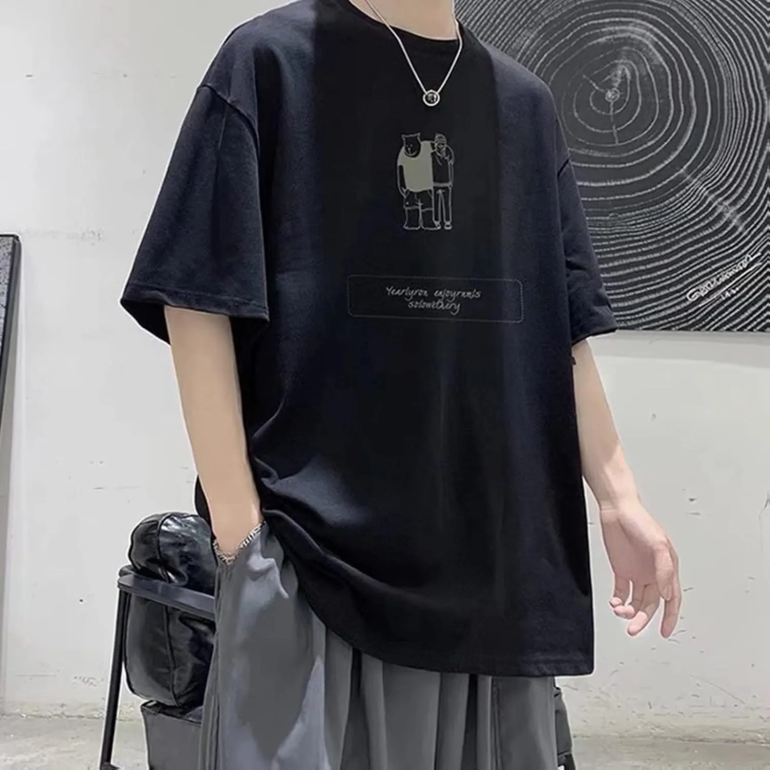 Men Women Y2K Anime T-Shirt Japanese Graphic Tee Korean Preppy Harajuku Short Sleeve Top Streetwear Hip Hop Oversized Clothes