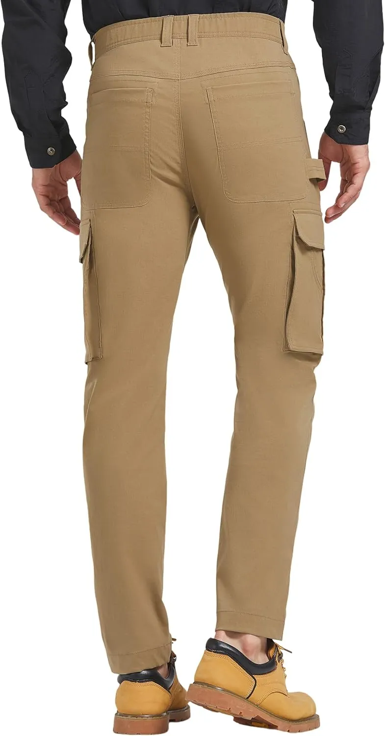 Men's Carpenter Cargo Pants Stretch Slim Fit Hiking Pants Waterproof Workout Outdoor Trousers with Pockets